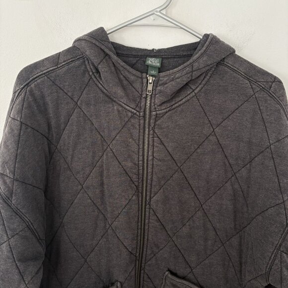 Wild Fable Women’s Small Dark Gray Quilted Long Sleeve Zip Up Hoodie Jacket - Picture 3 of 8